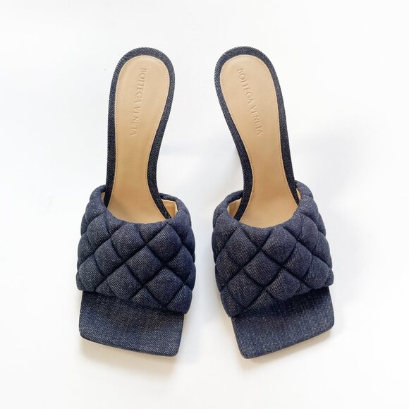 Bottega Veneta Matelasse Quilted Denim Mule Sandals Indigo Size EU 39 US 9 NEW - Picture 8 of 12